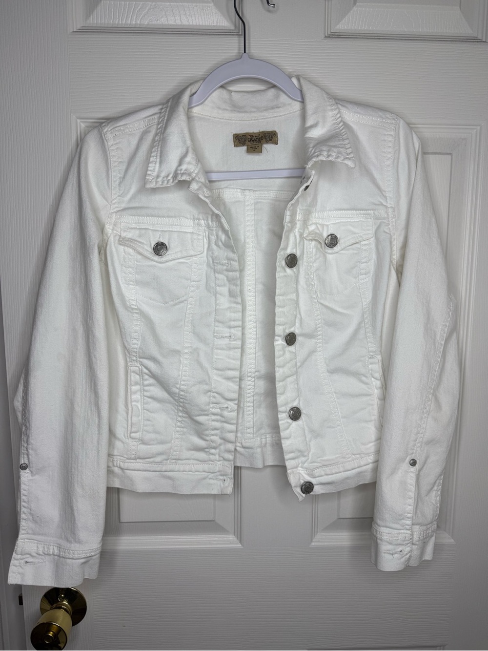 Nine West Vintage America White Denim Jacket S Stretch
